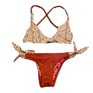 Made in Hawaii Reversible Bikini Orange and Mosiac Print